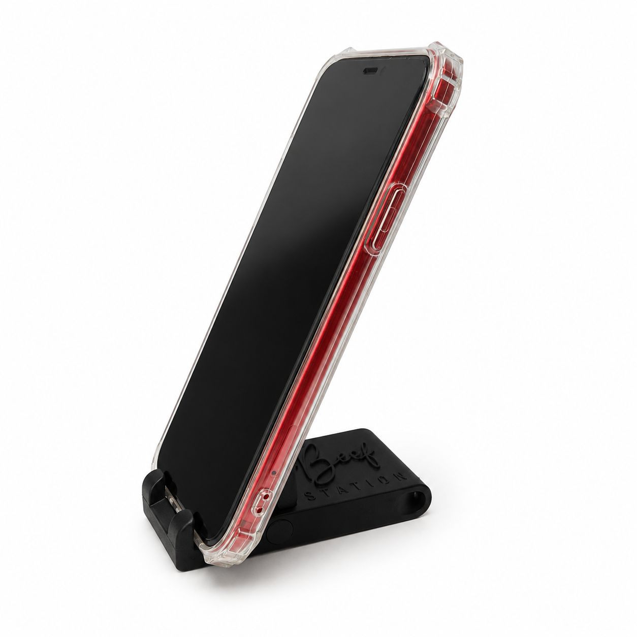 Chaveiro suporte de celular personalizado em uso